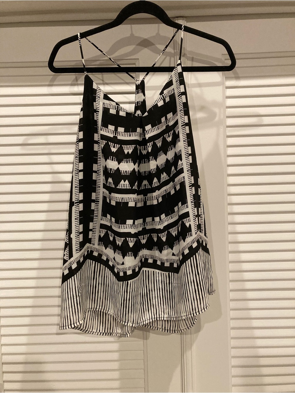Renee C. Black and White Abstract Print Blouse